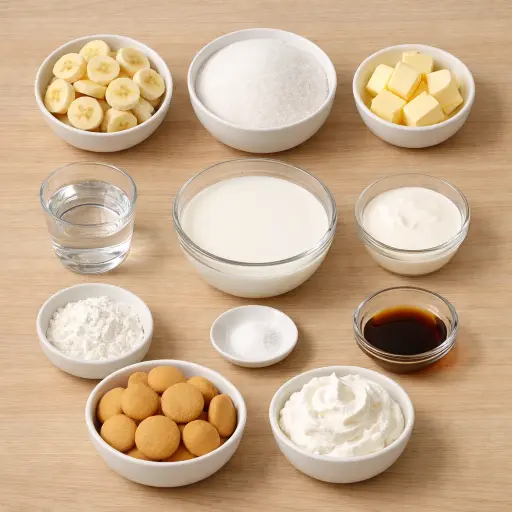 Ingredients for Creamy Caramel Banana Pudding Delight