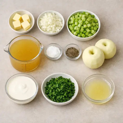 Ingredients for Creamy Celery and Apple Soup