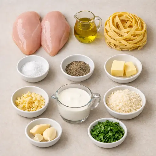 Ingredients for Creamy Chicken Alfredo
