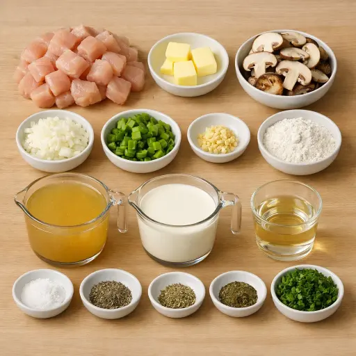 Ingredients for Creamy Chicken Forestière
