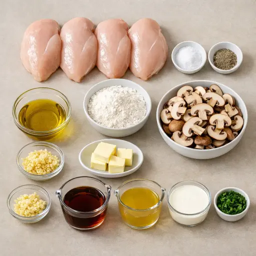 Ingredients for Creamy Chicken Marsala with Mushrooms