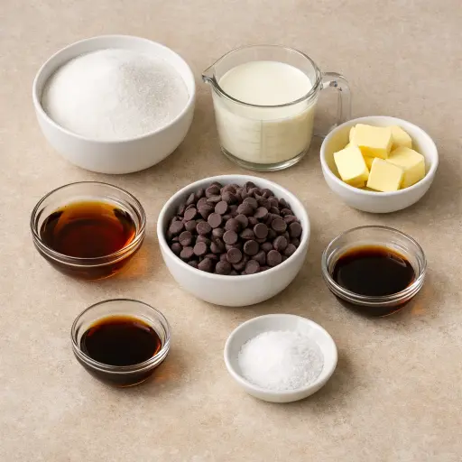 Ingredients for Creamy Chocolate Maple Fudge