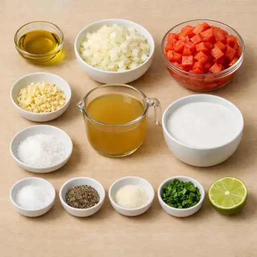 Ingredients for Creamy Coconut and Tomato Soup