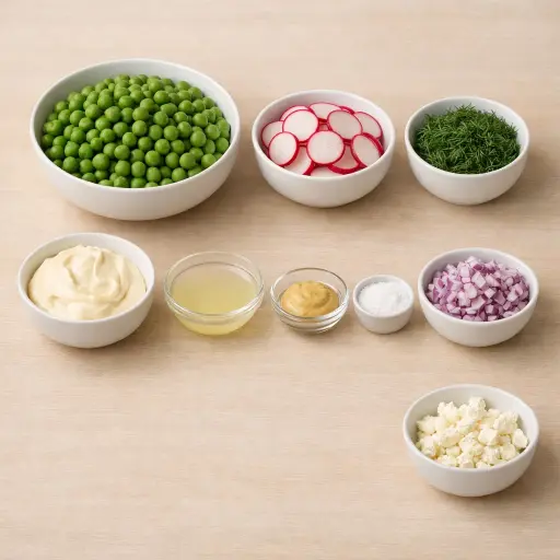Ingredients for Creamy Dill Pea Salad