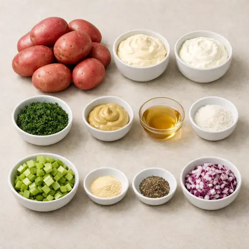 Ingredients for Creamy Dill Potato Salad