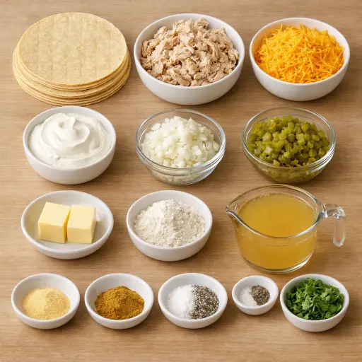 Ingredients for Creamy Enchiladas with Sour Cream