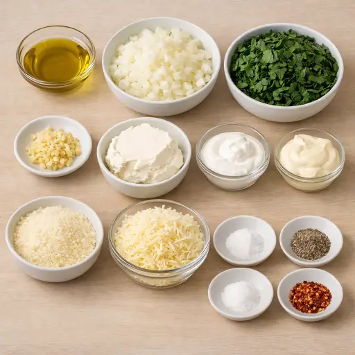 Ingredients for Creamy Garden Spinach Dip