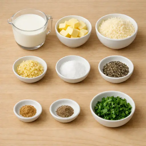 Ingredients for Creamy Garlic Alfredo Sauce
