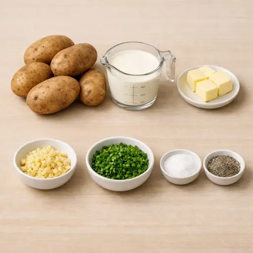 Ingredients for Creamy Garlic and Chive Mashed Potatoes