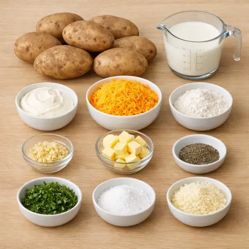 Ingredients for Creamy Garlic Cheesy Potatoes