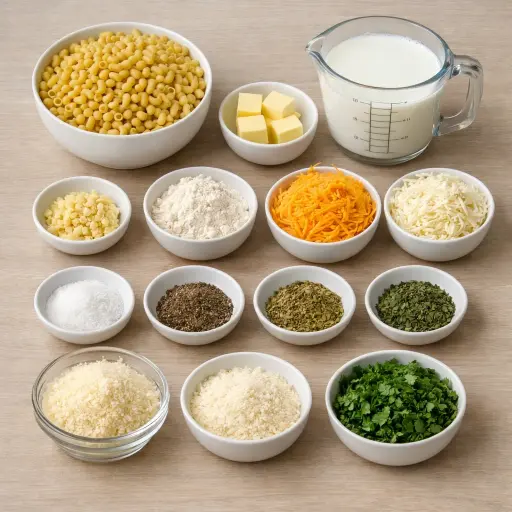Ingredients for Creamy Garlic Herb Macaroni and Cheese