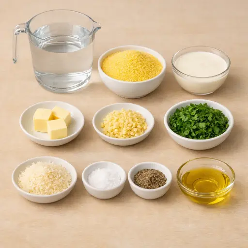 Ingredients for Creamy Garlic Herb Polenta