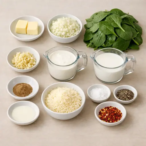 Ingredients for Creamy Garlic Spinach Delight