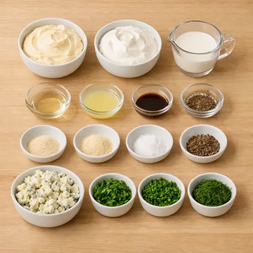 Ingredients for Creamy Herb Blue Cheese Dressing