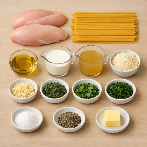 Ingredients for Creamy Herb Chicken Spaghetti