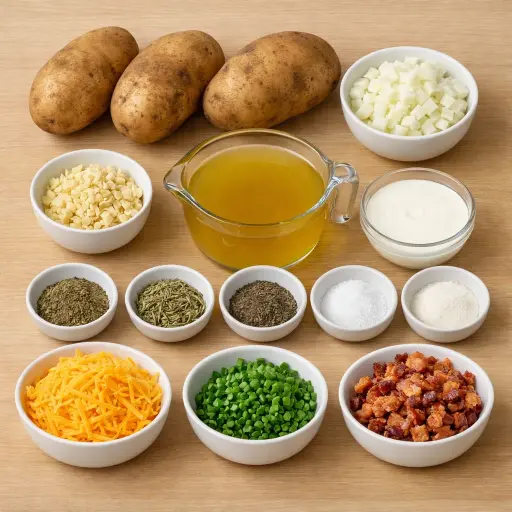 Ingredients for Creamy Herb-Infused Baked Potato Soup