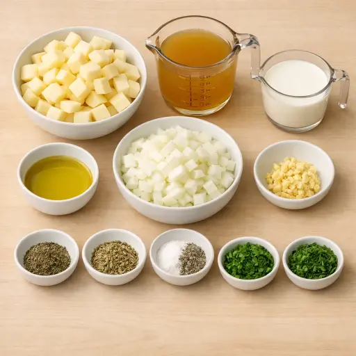 Ingredients for Creamy Herb-Infused Potato Soup