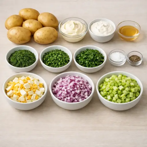Ingredients for Creamy Herb Potato Salad