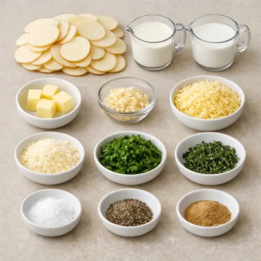 Ingredients for Creamy Herb Scalloped Potatoes