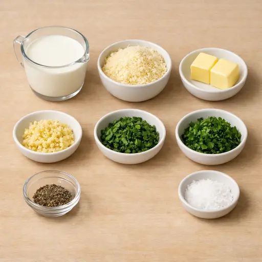 Ingredients for Creamy Herbed Alfredo Sauce