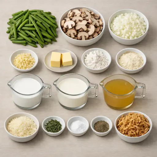 Ingredients for Creamy Herbed Green Bean Casserole