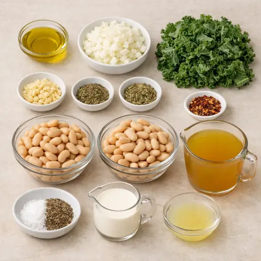 Ingredients for Creamy Kale and White Bean Soup