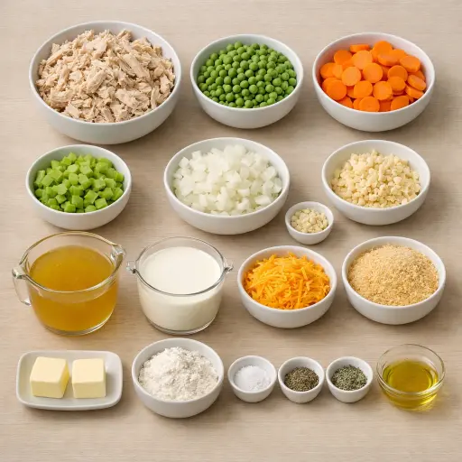 Ingredients for Creamy Leftover Turkey Casserole