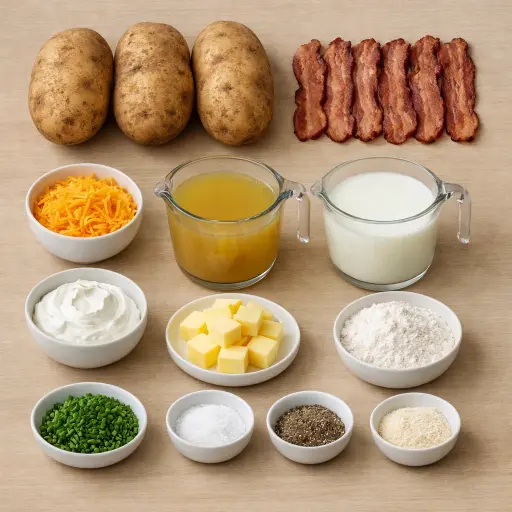 Ingredients for Creamy Loaded Baked Potato Soup