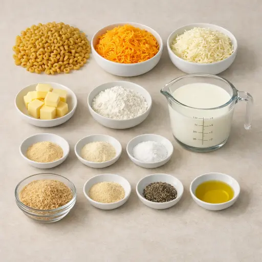 Ingredients for Creamy Mac and Cheese