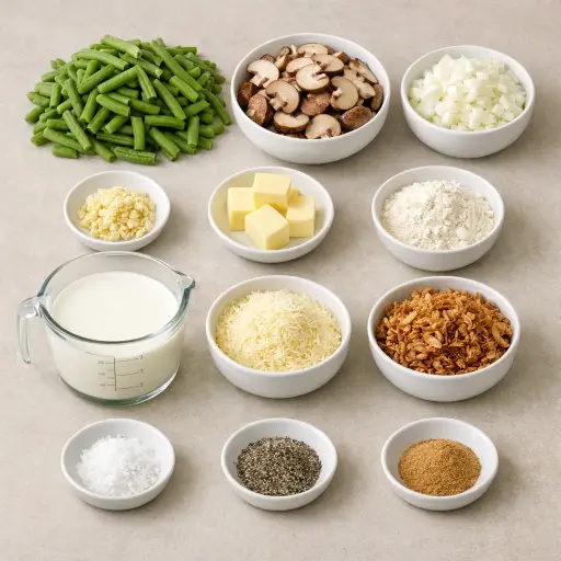 Ingredients for Creamy Mushroom and Green Bean Casserole