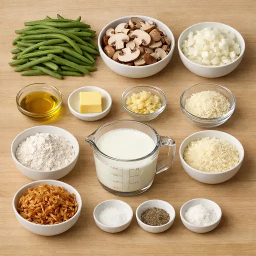 Ingredients for Creamy Mushroom Green Bean Casserole