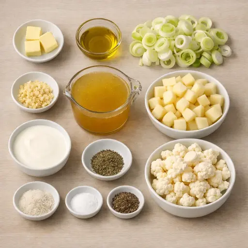 Ingredients for Creamy Potato-Leek and Cauliflower Soup