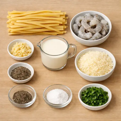 Ingredients for Creamy Shrimp Alfredo Delight