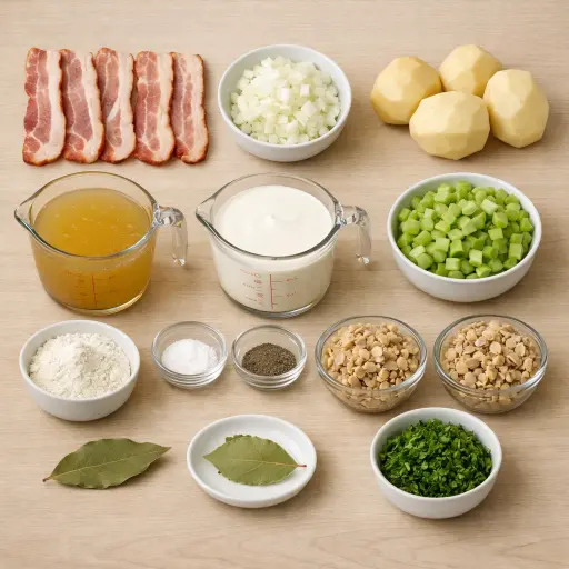 Ingredients for Creamy Smoked Bacon and Clam Chowder