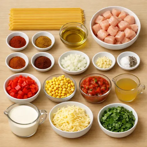 Ingredients for Creamy Southwestern Chicken Spaghetti