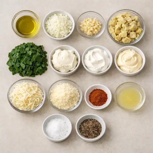 Ingredients for Creamy Spinach Artichoke Dip with a Twist