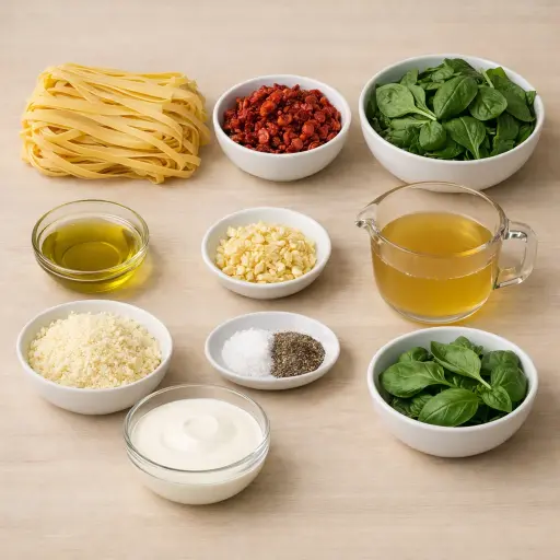 Ingredients for Creamy Sun-Dried Tomato Pasta