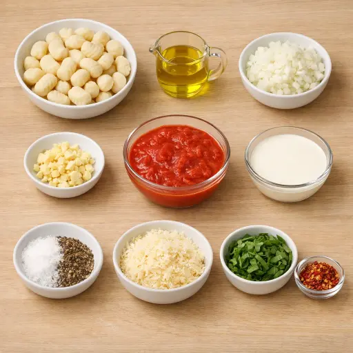 Ingredients for Creamy Tomato Basil Gnocchi