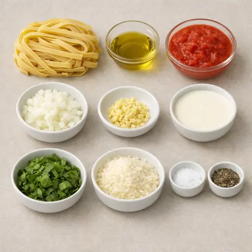 Ingredients for Creamy Tomato Basil Pasta