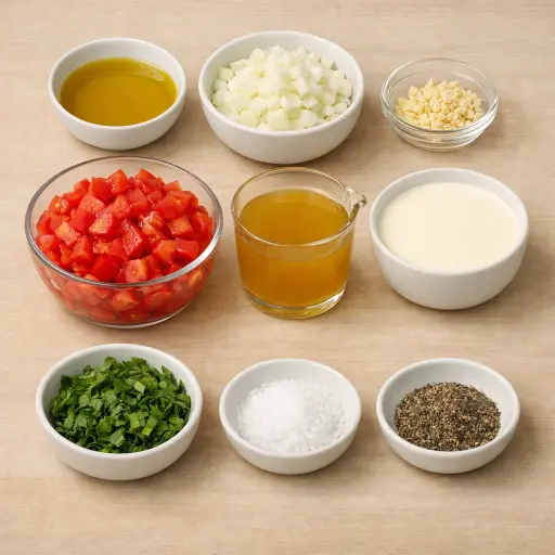 Ingredients for Creamy Tomato Basil Soup