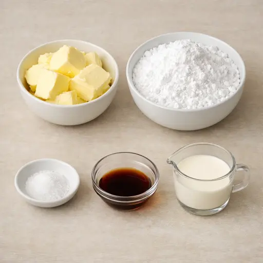 Ingredients for Creamy Vanilla Frosting