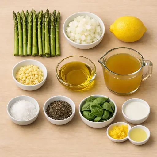 Ingredients for Creamy Vegan Asparagus and Basil Soup