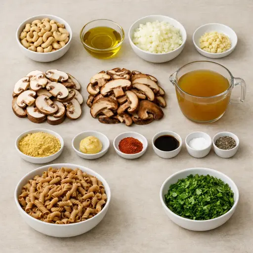 Ingredients for Creamy Vegan Mushroom Stroganoff