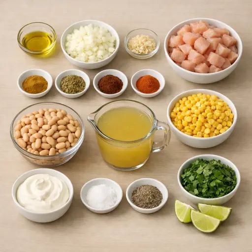Ingredients for Creamy White Bean Chicken Chili