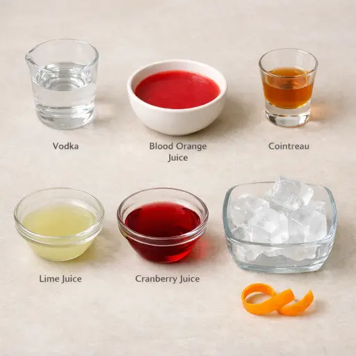 Ingredients for Crimson Citrus Cooler