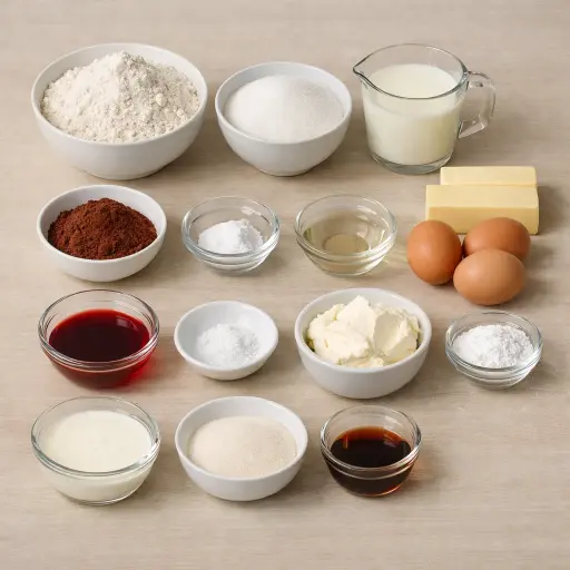 Ingredients for Crimson Cocoa Cake