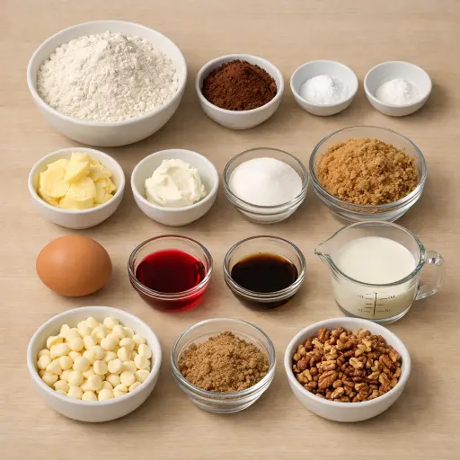 Ingredients for Crimson Velvet Cookies