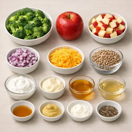 Ingredients for Crisp Apple Broccoli Salad