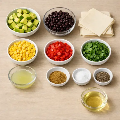Ingredients for Crispy Avocado & Black Bean Egg Rolls