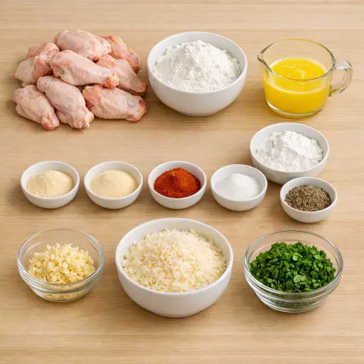 Ingredients for Crispy Baked Garlic Parmesan Wings
